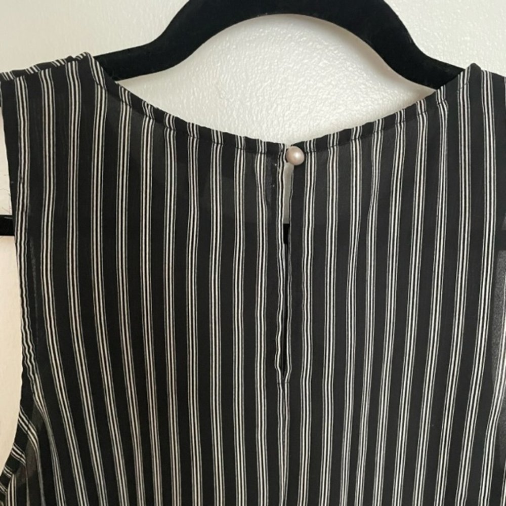 Black and White pinstripe sleeveless Women's Blouse